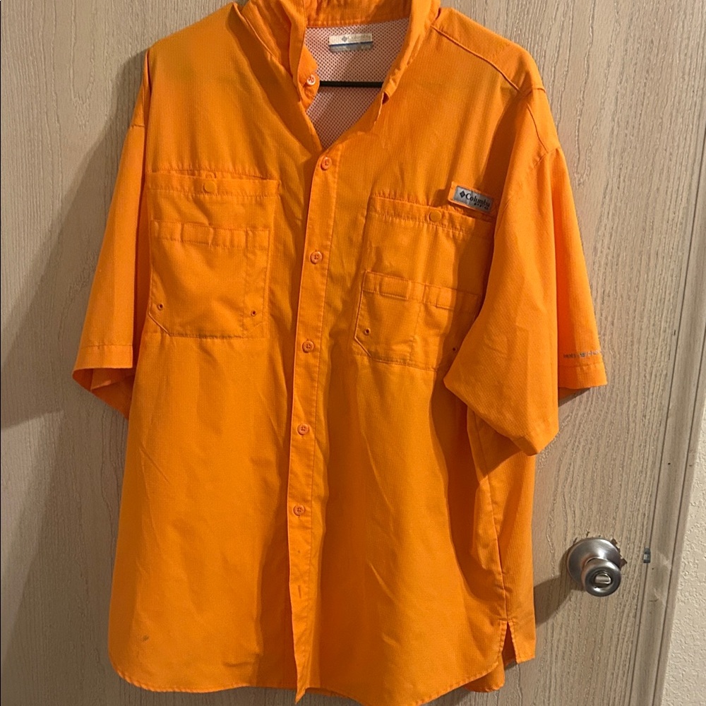 Columbia Bright Orange Button-Up Shirt